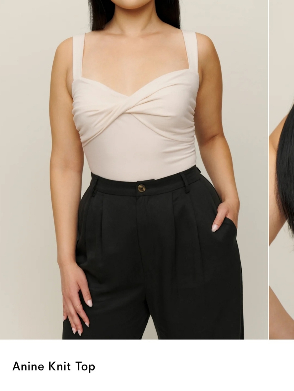 Reformation Anine Knit Top Ivory - Size XL